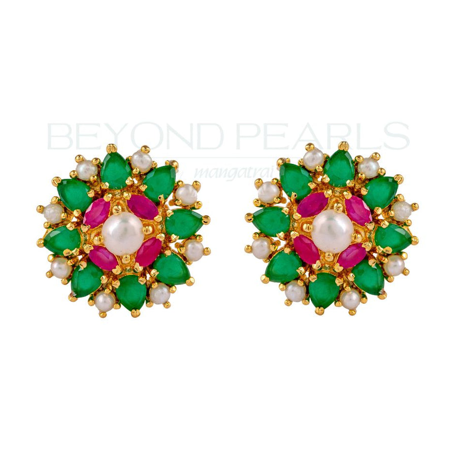 Buy Mint Ruby Red Sparkle Pearl Earrings