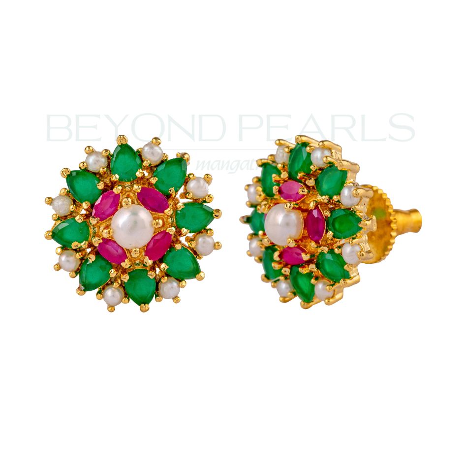 Mint Ruby Red Sparkle Earrings