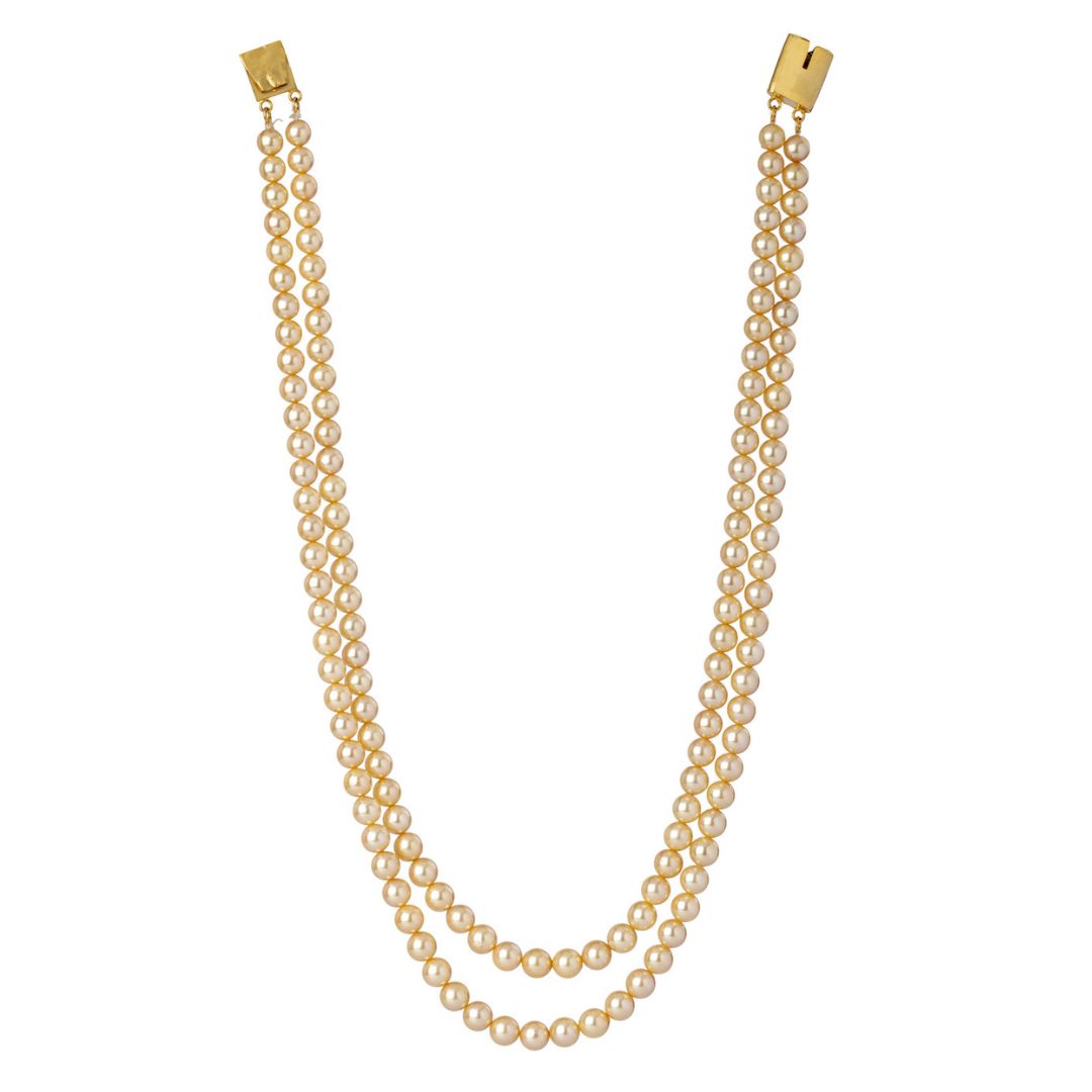 Opulent Double Strand Grading Akoya Pearl Necklace 