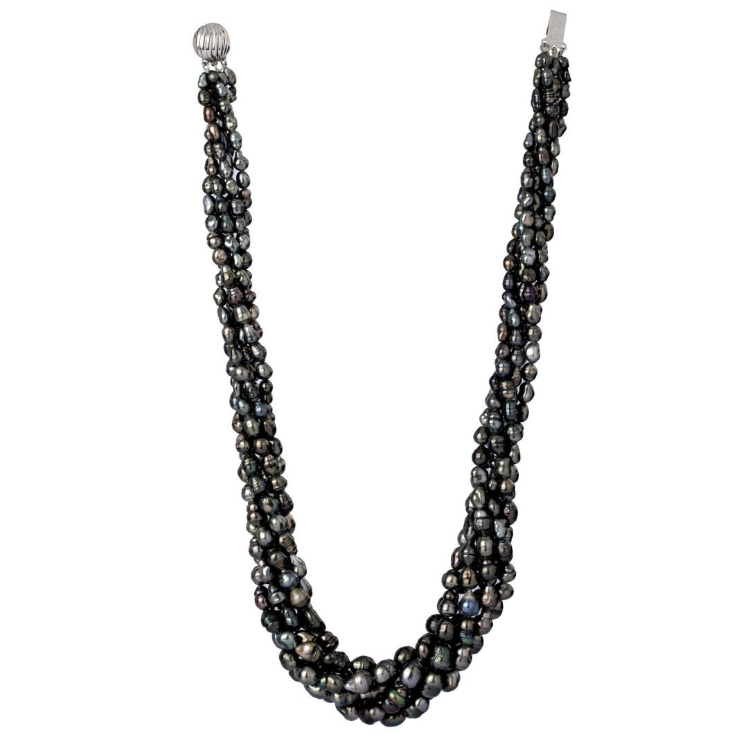 Organic Allure Random-Shaped Black Keshi Pearl Necklace 1