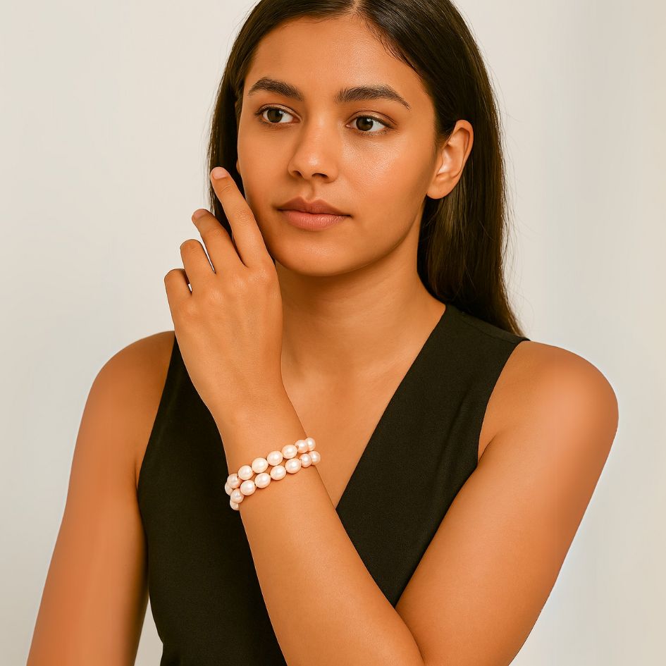 Peachy Pearl Dual Row Bracelet