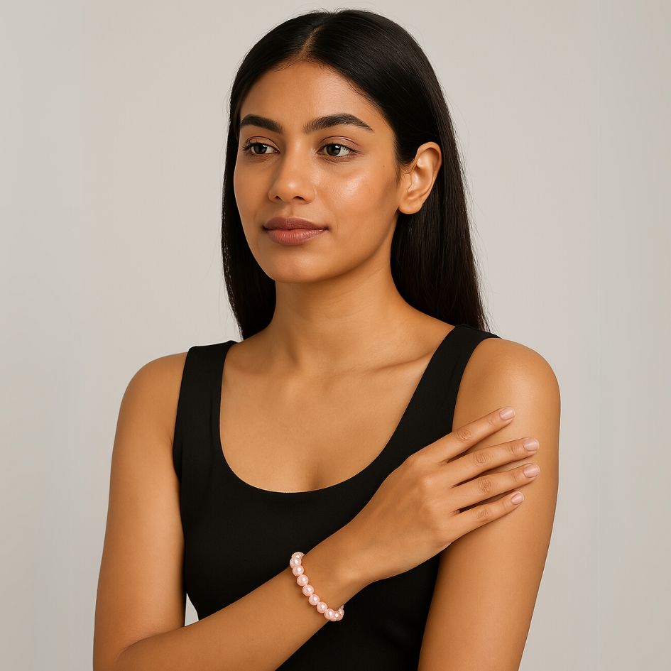 Peachy Pearl Single Row Bracelet