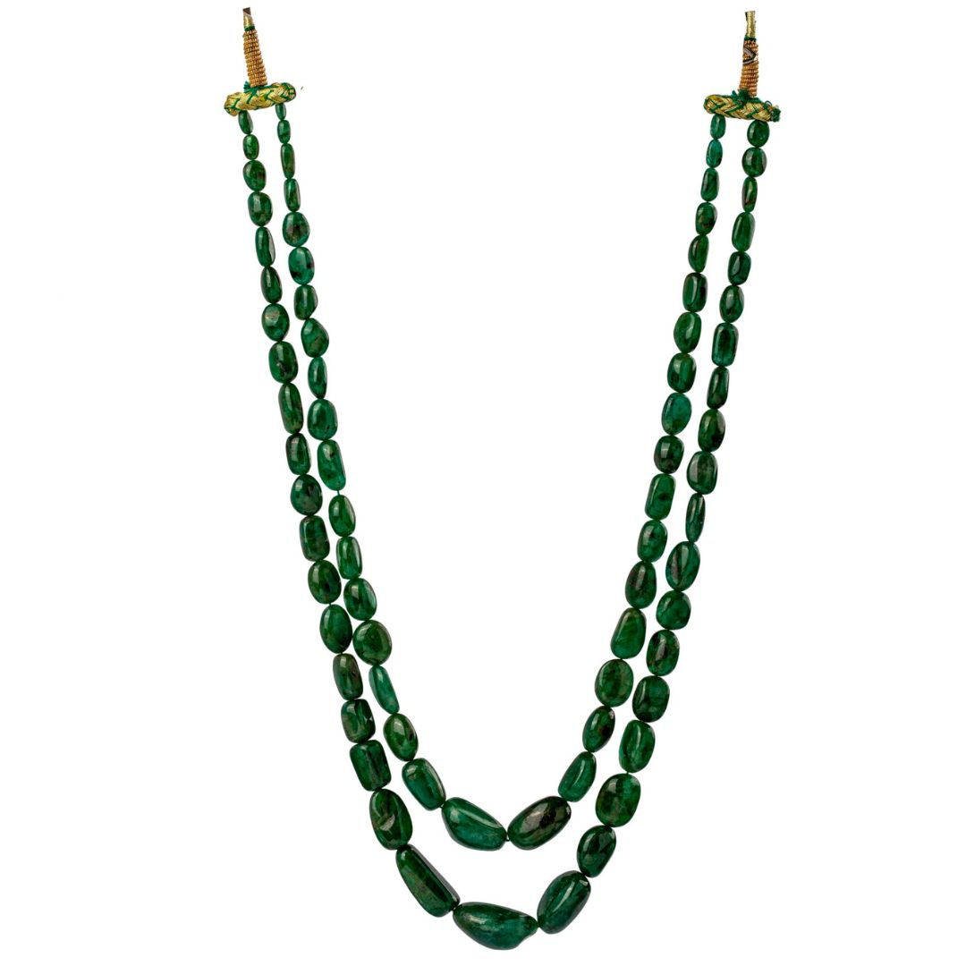 Raw Serenity 2-Line Uncut Emerald Gemstone Necklace 1