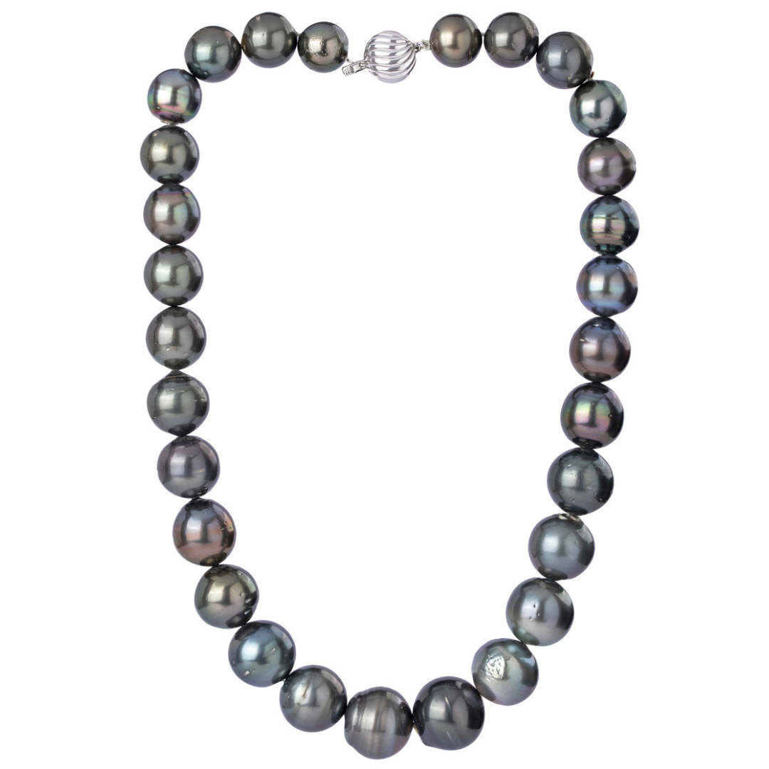 Regal Obsidian Fat and Big Tahitian Pearl Necklace 1