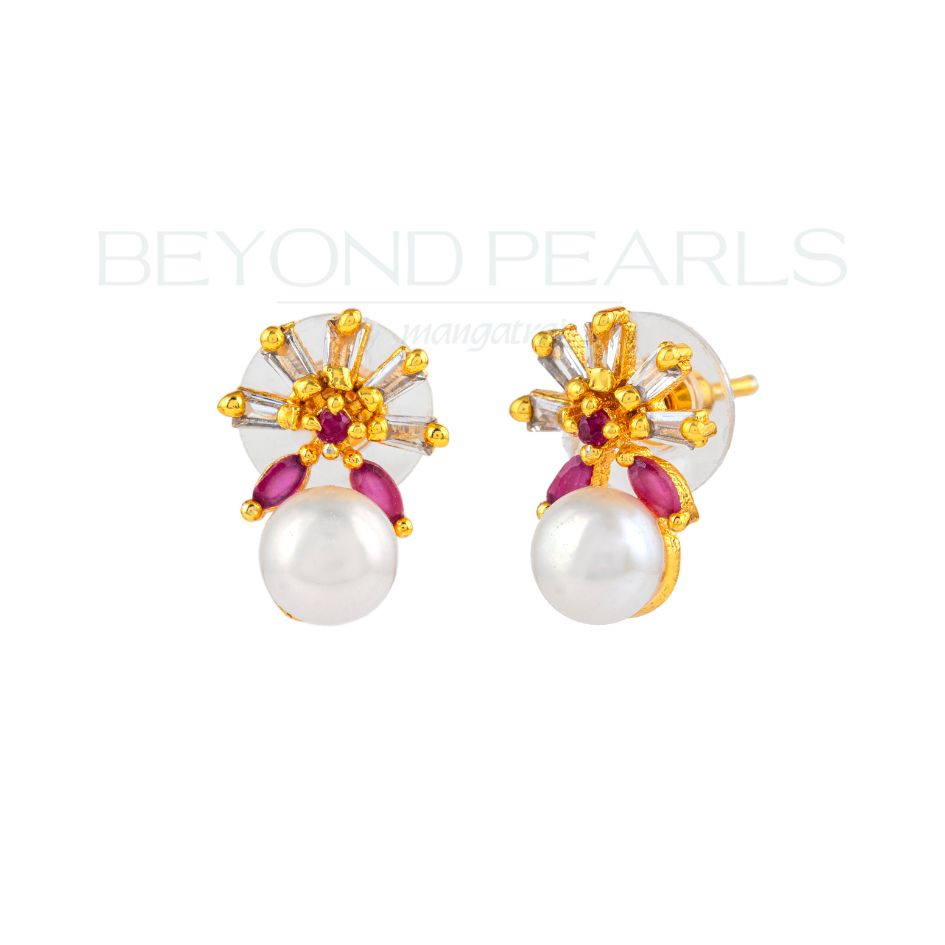 Ruby Cascade Baguette Pearl Tops 