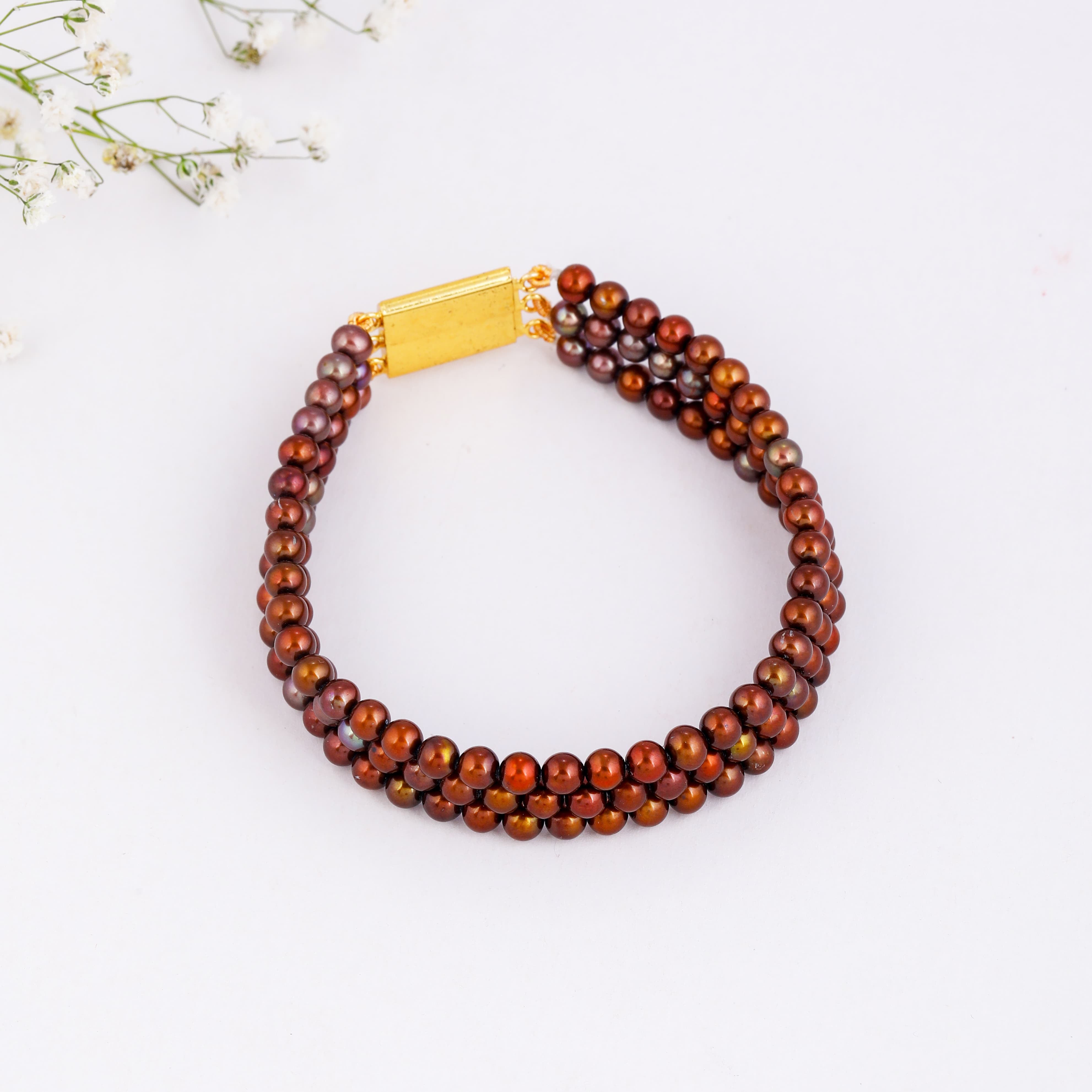 Chocolate Symphony Triple Row Bracelet