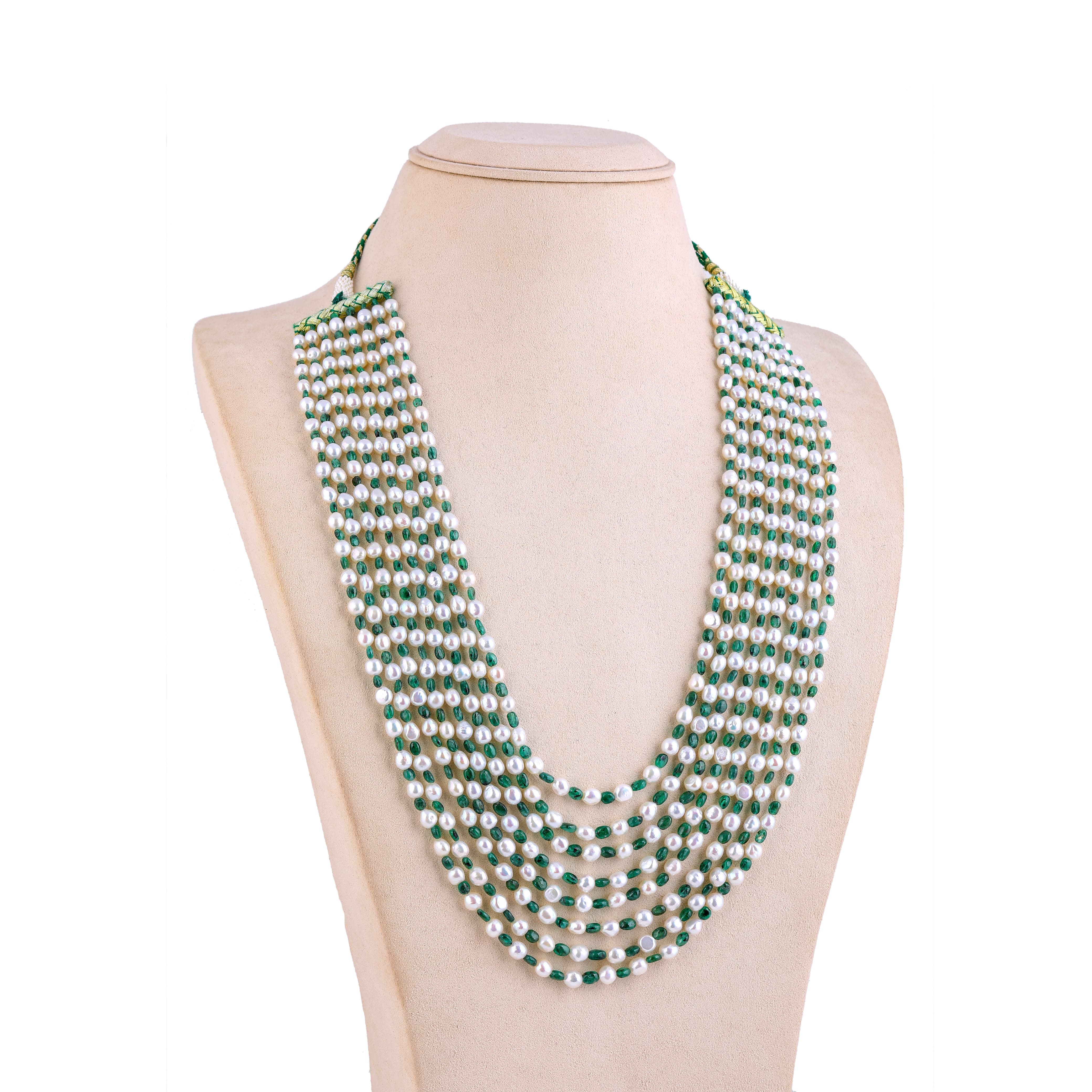 Emerald Forest Eight-Row Pearl Necklace
