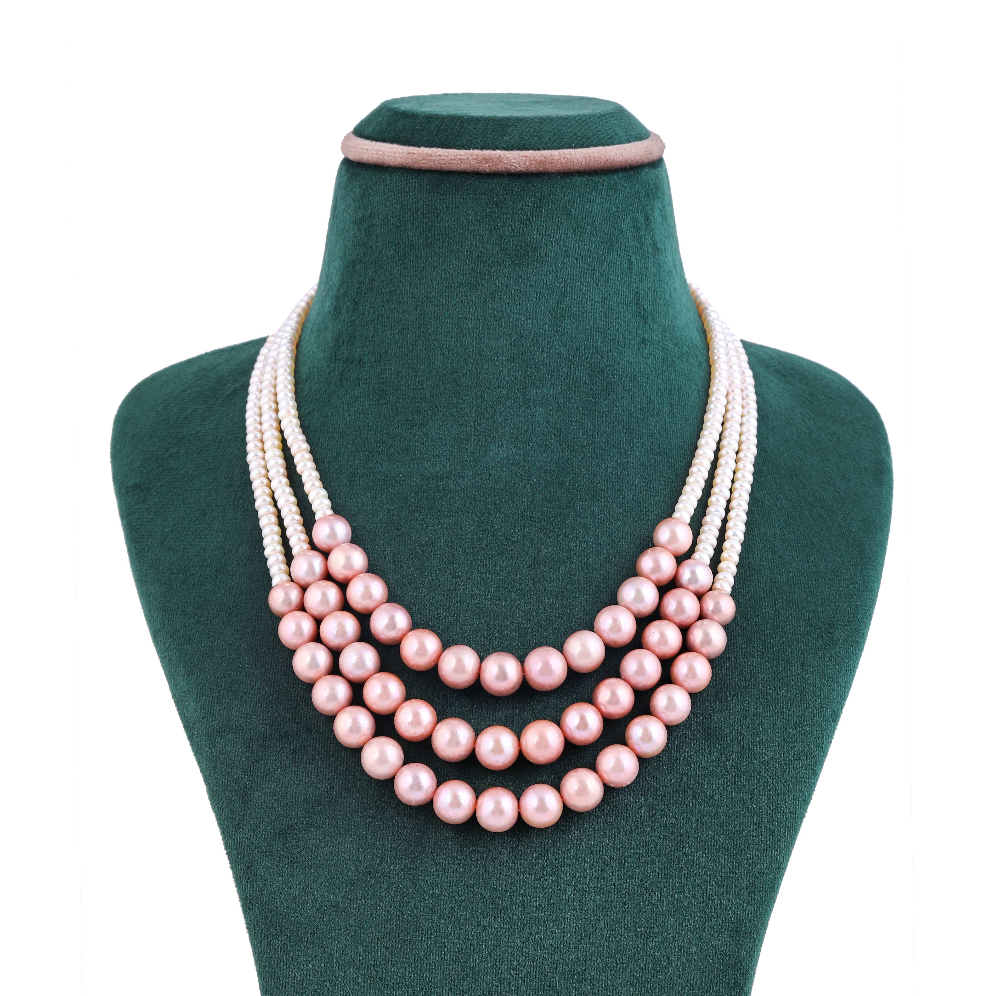 Bridal Roseate & White Freshwater Pearl Necklace