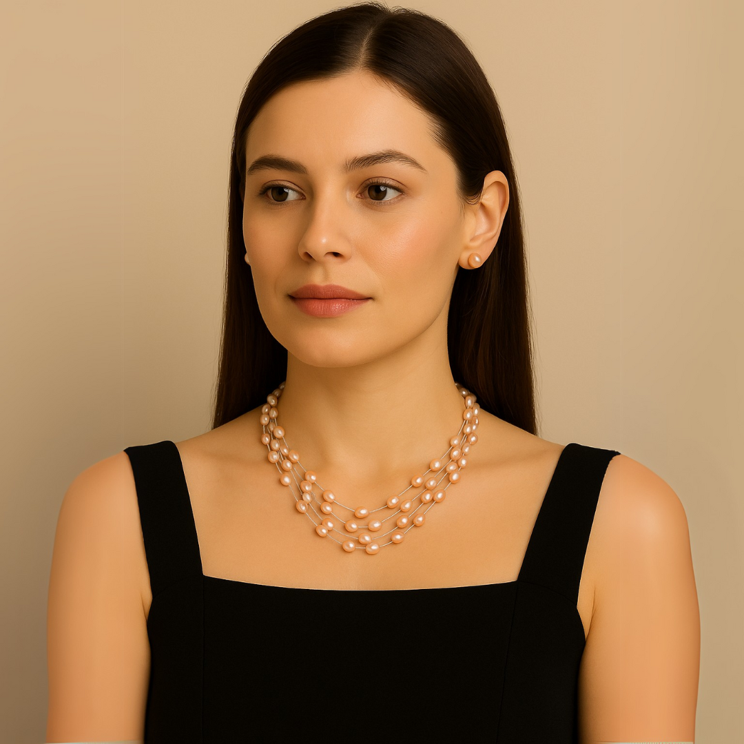 Peach Pearl Necklace