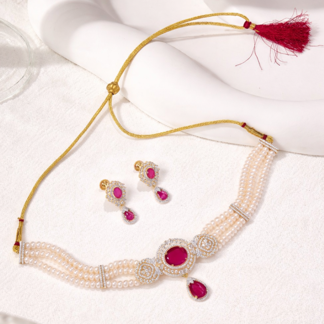 Ruby Grace Pearl Choker Set