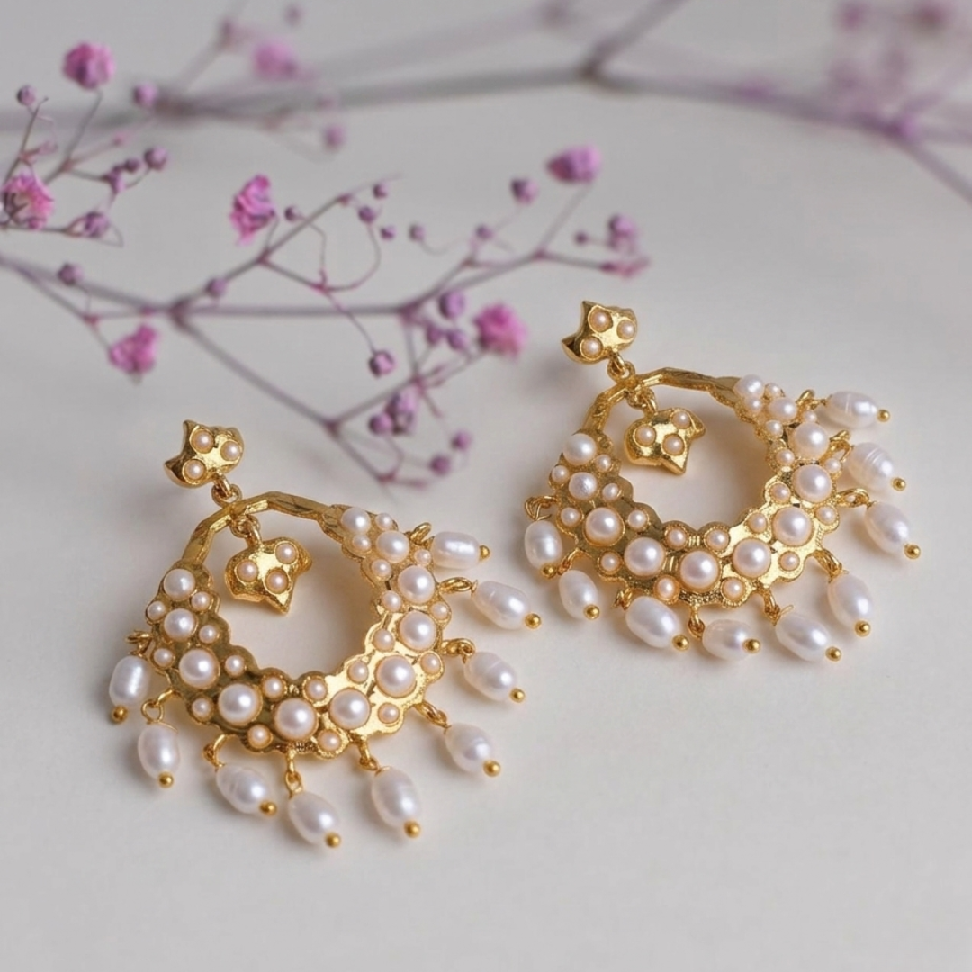 Heritage Moon Pearls drop earrings
