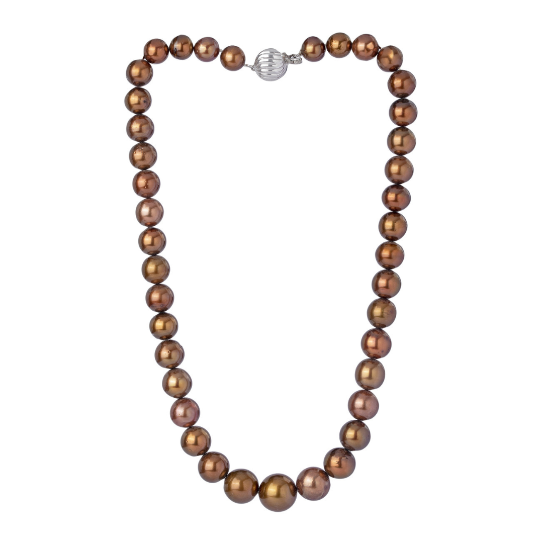 Bronze Brilliance Tahitian Single Line Pearl Necklace