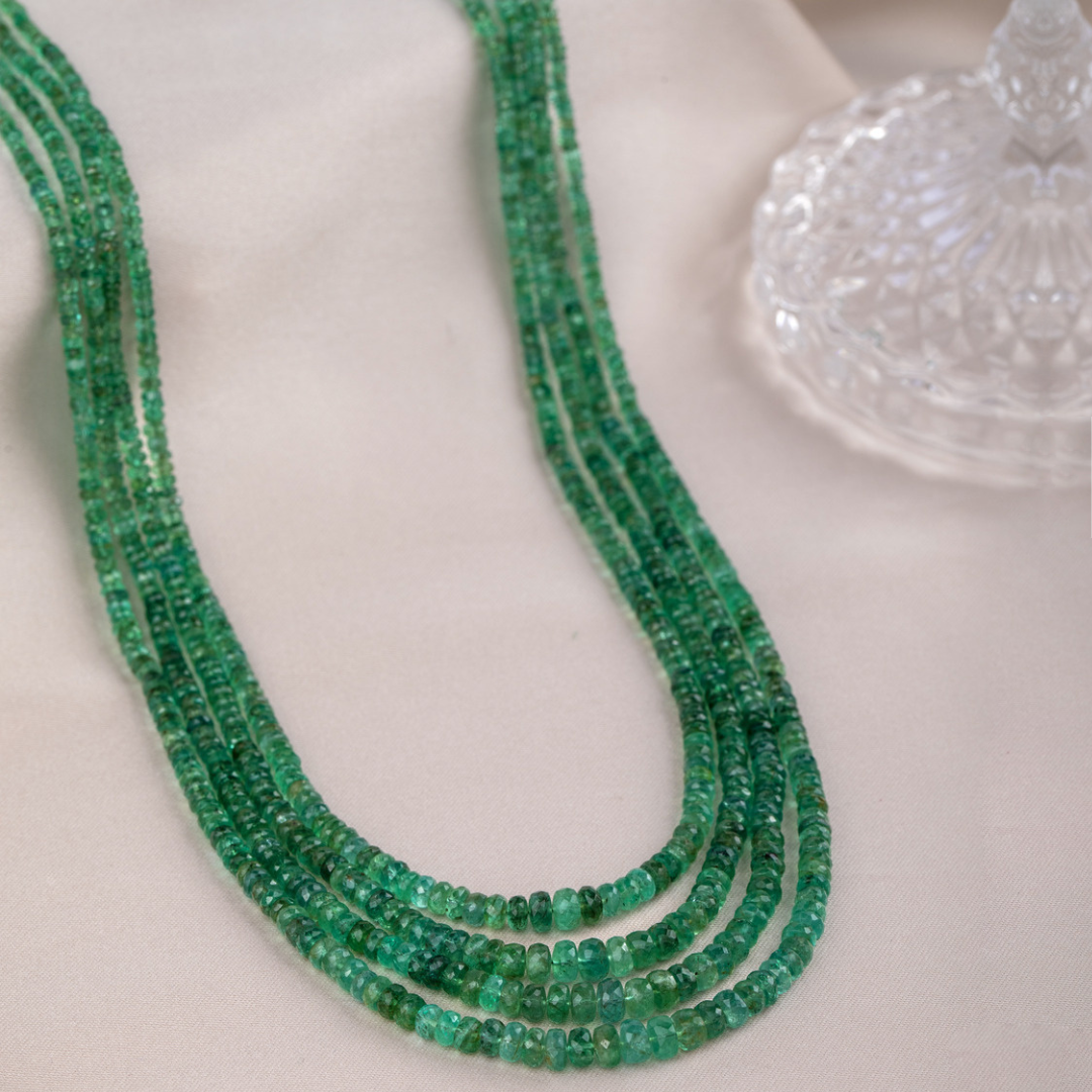Emerald Splendor 4-Line Strand Small Gemstone Necklace