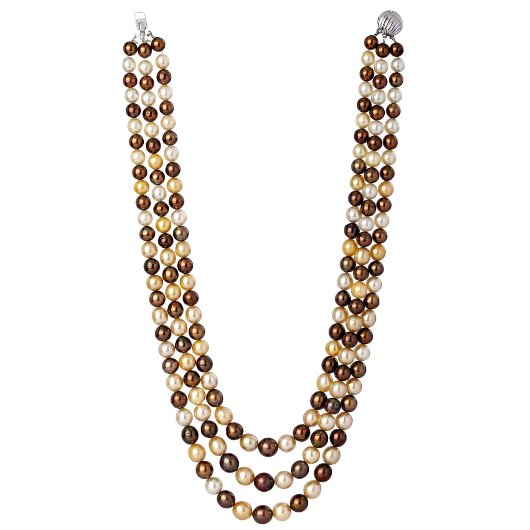 Lustrous Symphony Gold and Bronze Pearl Necklace