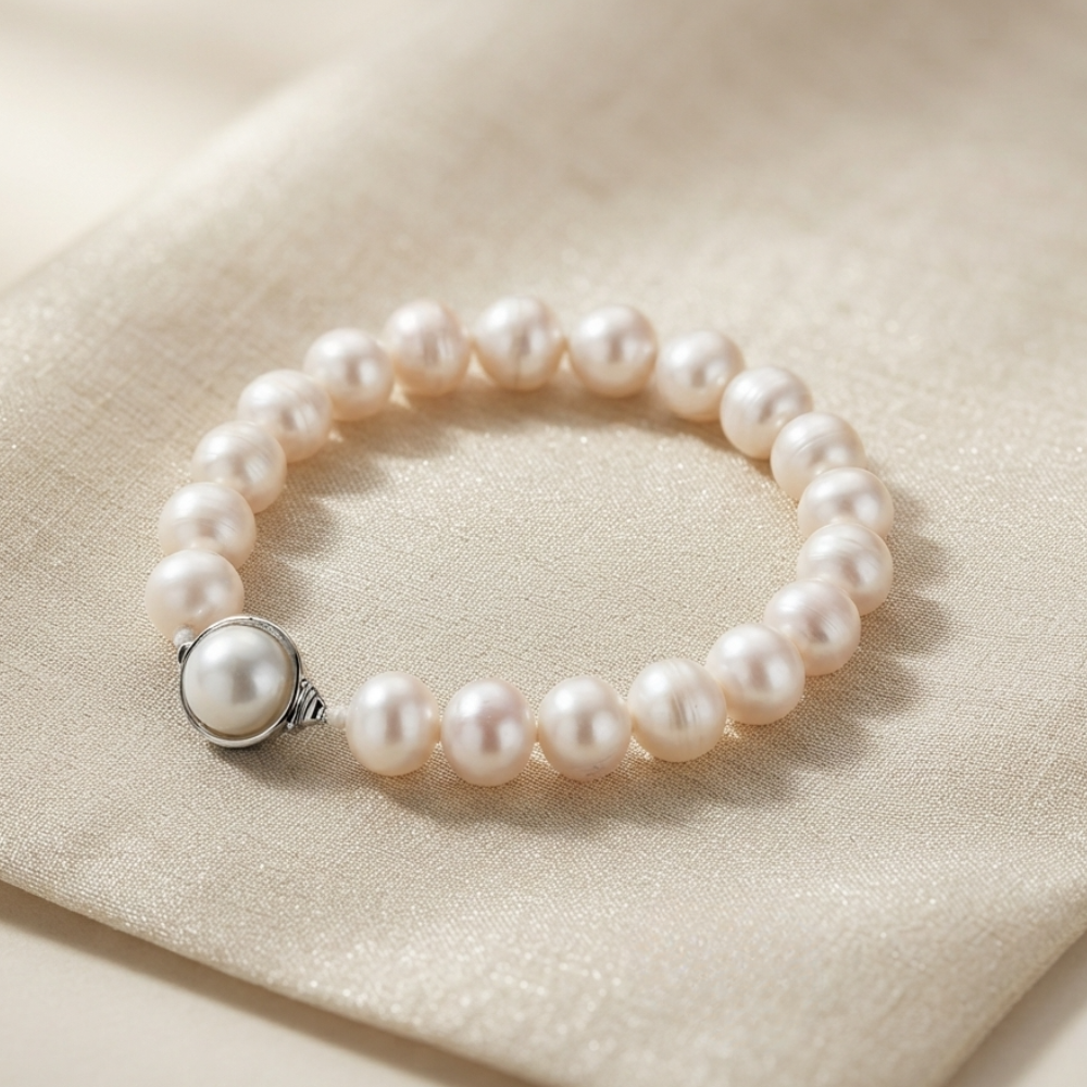 White Round Pearl Bracelet (9mm)