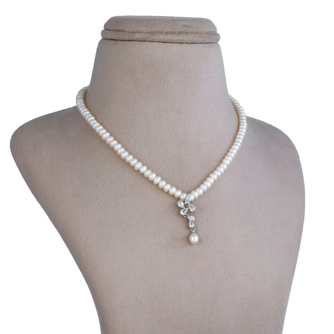 Sparkling Crystal Pearl Pendant Set