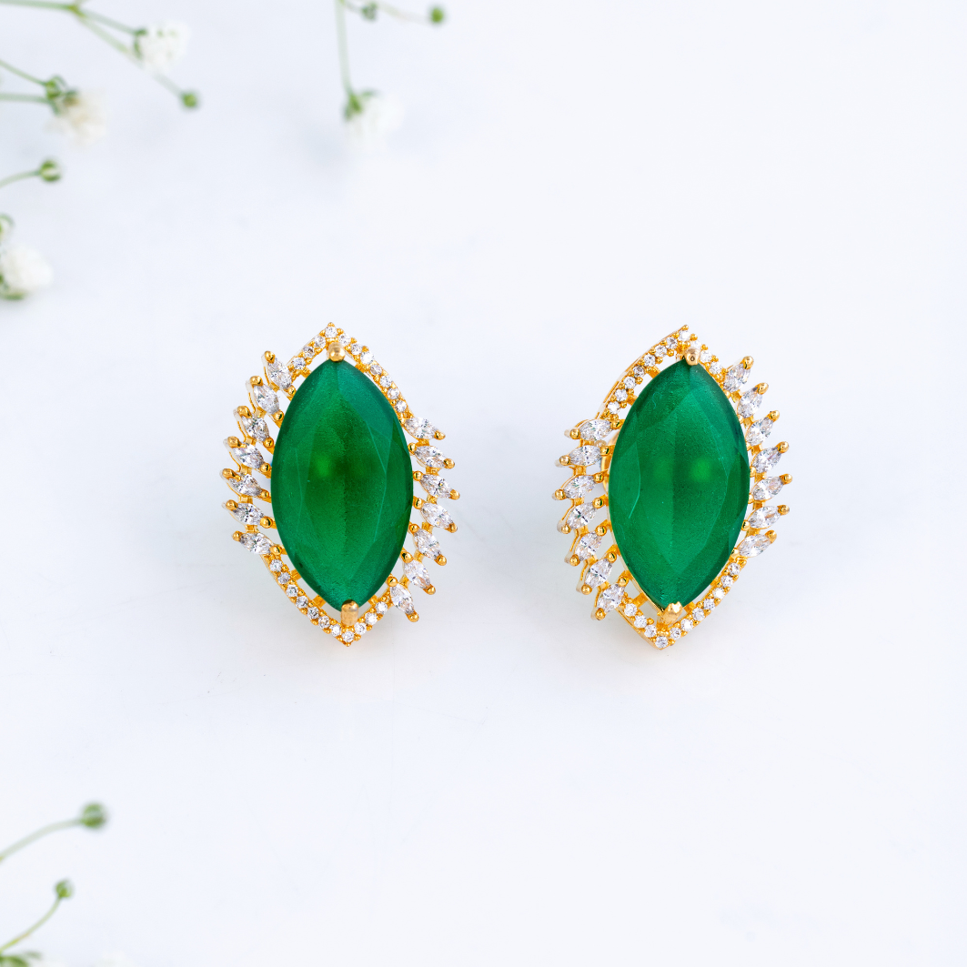 Emerald Leaf Pearl Pendant Set