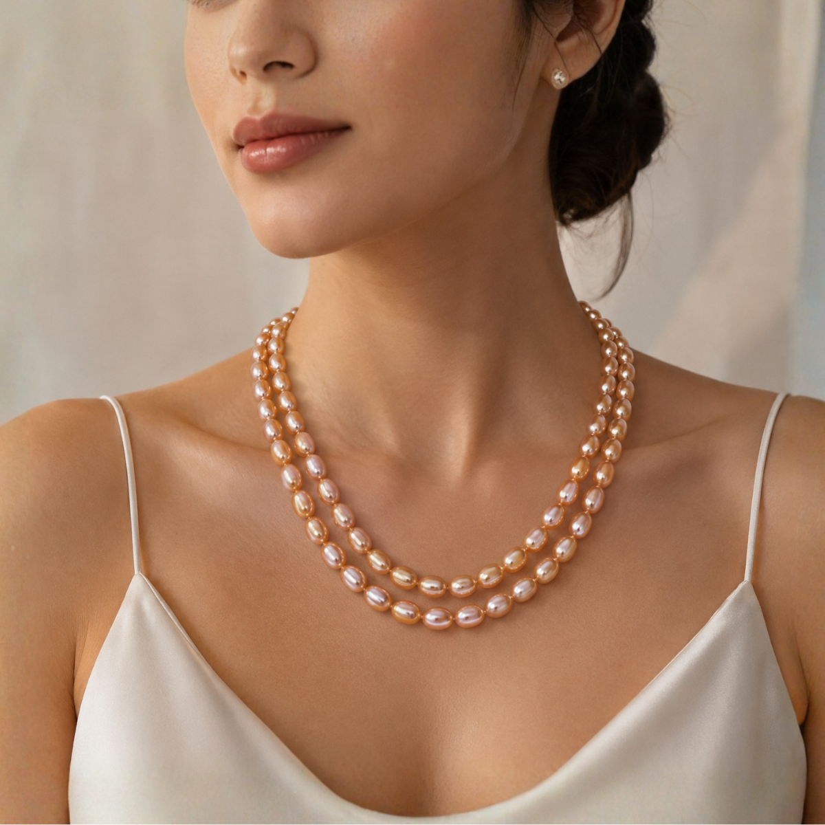 Blush Radiance Oval Pearl Necklace