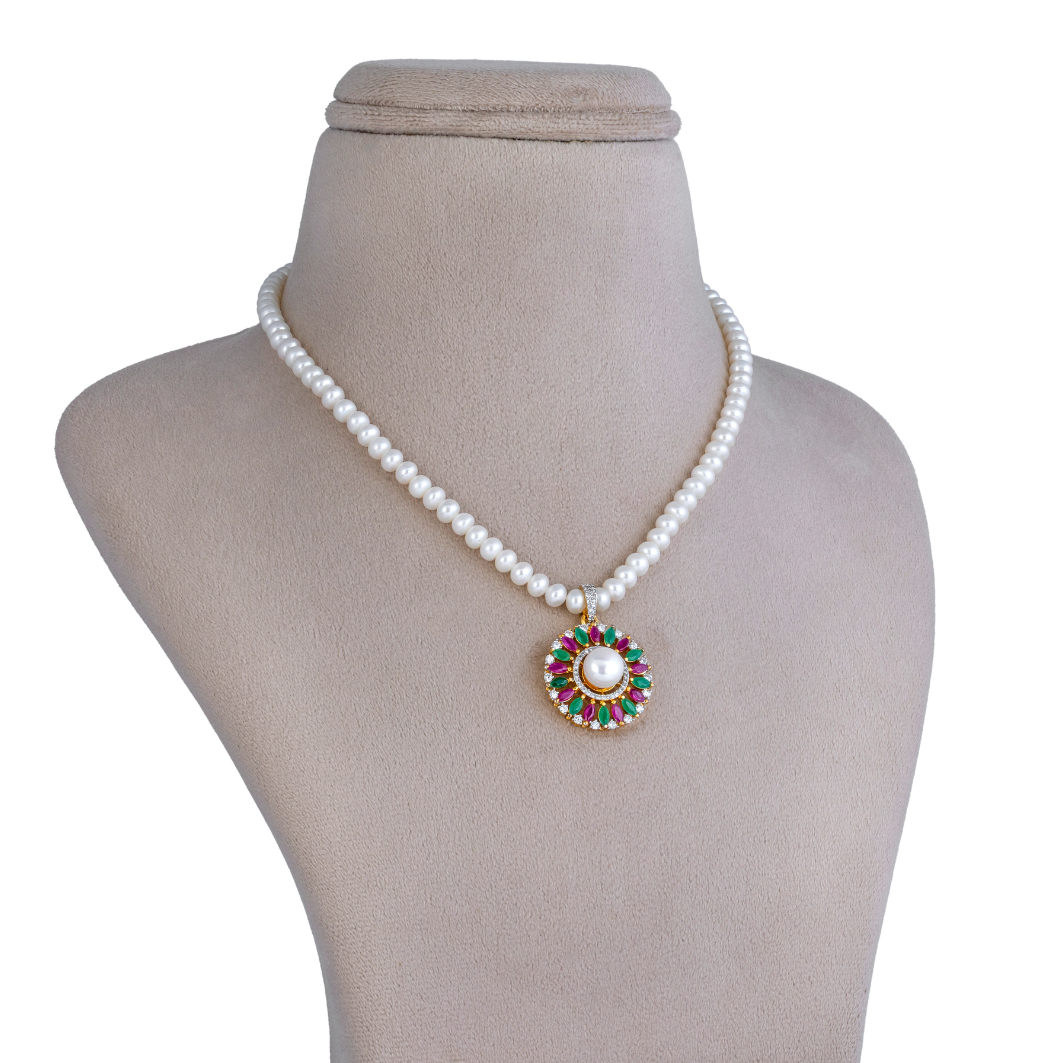 Vibrant Petals Pearl Pendant Set