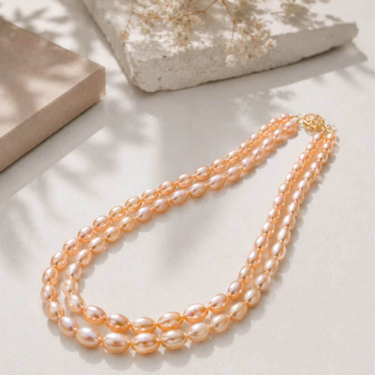Blush Radiance Oval Pearl Necklace