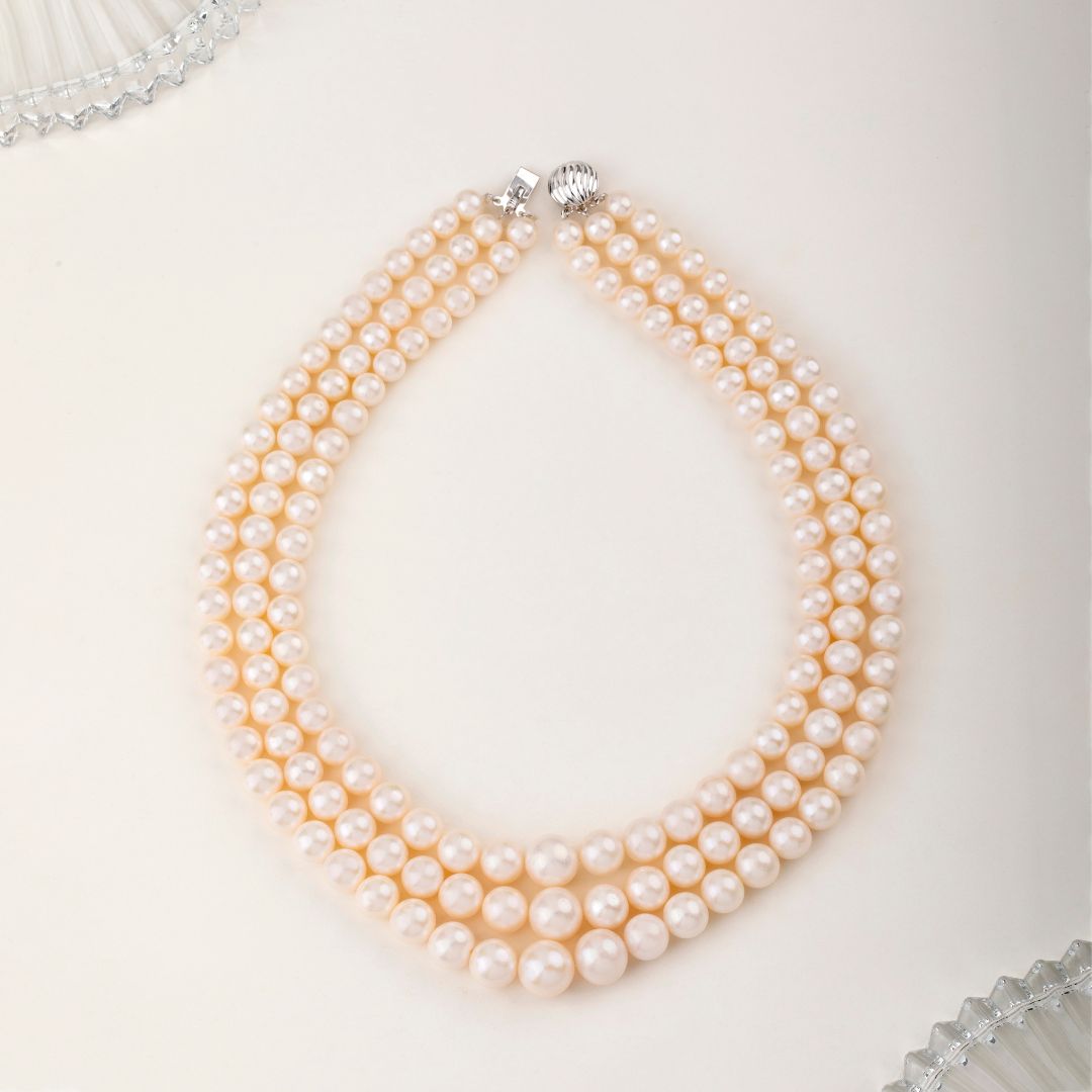 Bridal Brilliance Triple-Strand White Freshwater Pearl Necklace
