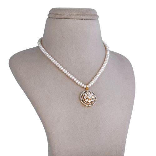 Round CZ Pearl Jewellery Set