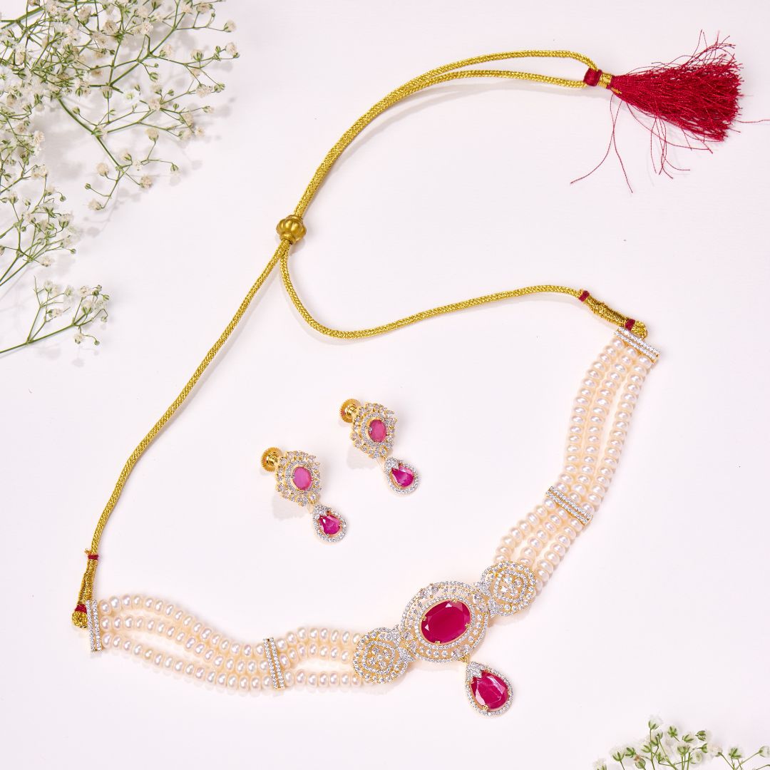 Ruby Grace Pearl Choker Set