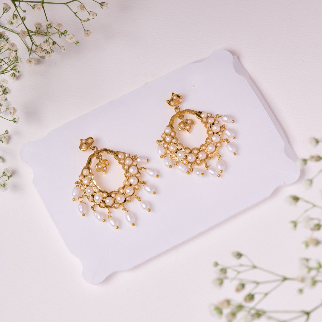 Heritage Moon Pearls drop earrings