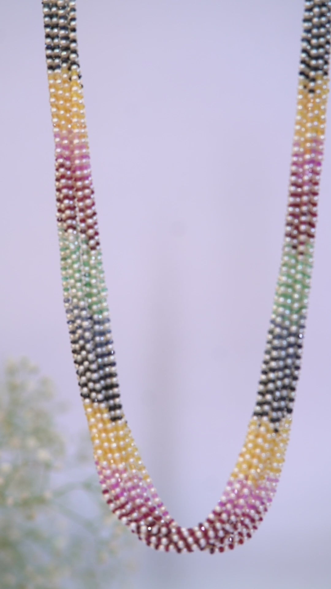 Nature's Symphony: Twisted Gemstone and Pearl Multi colour Necklace