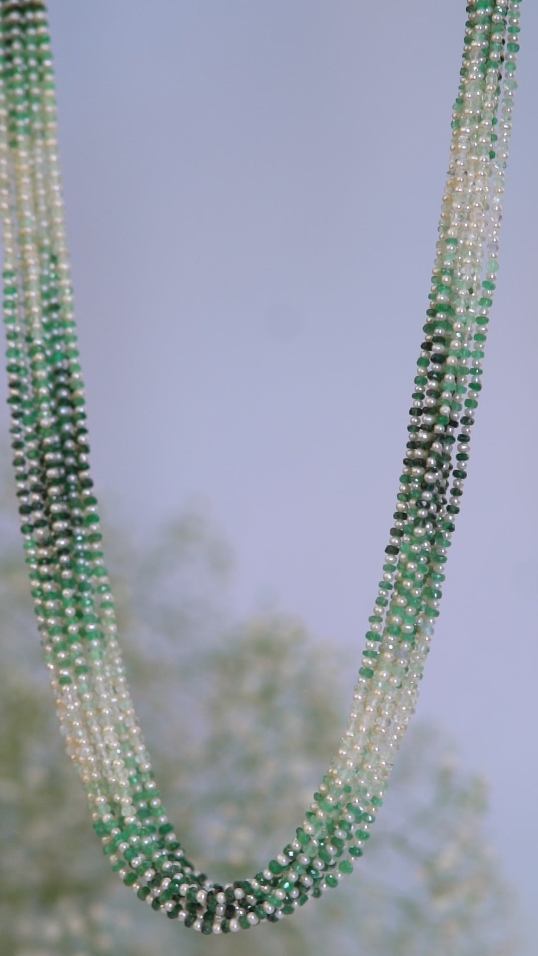 Garden of Pearls: Twisted Emerald and Pearl Necklace